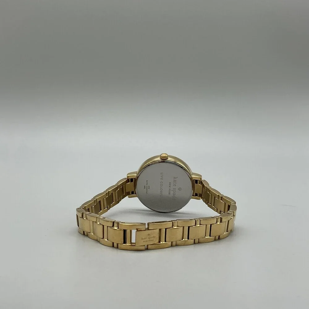 Kate Spade New York Womens Watch 34mm MOP Gold Tone Crystals New Battery 8.5